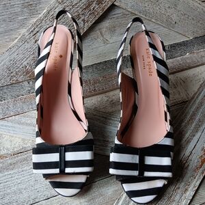 Kate Spade Black and White Striped Espadrilles